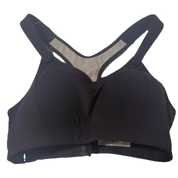 Syrokan Women 36DD Black Sports Bra High Impact Racerback Velcro Straps Support - Picture 3 of 12